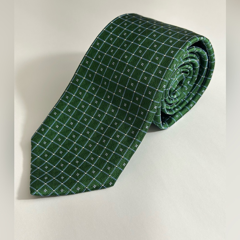 Brooks Brothers Geometric Green Silk Tie